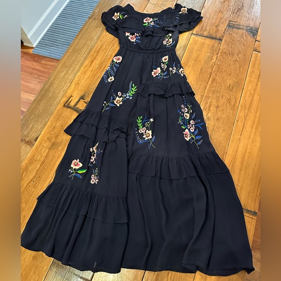 Karen Millen Navy Floral Embroidered Maxi Dress - Picture 1 of 7
